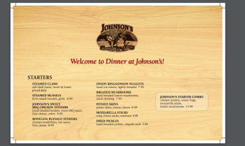 View a PDF of the Johnson's Dinner Menu