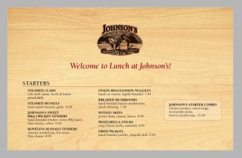 View the Johnson's Lunch Menu
